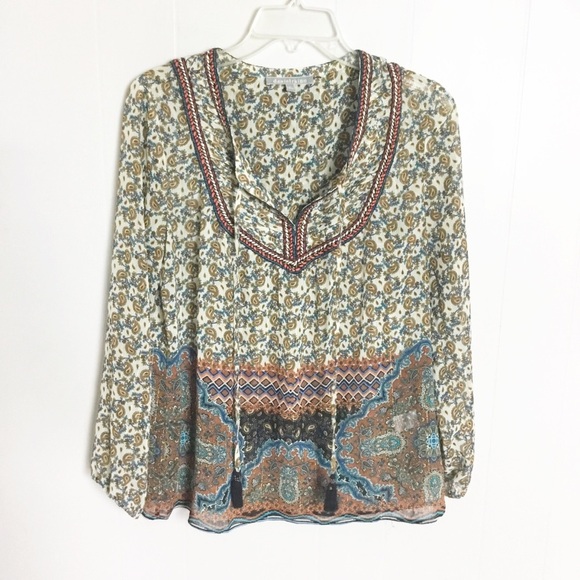Daniel Rainn Boho Top Size S Long Sleeve Shirt - Picture 1 of 6